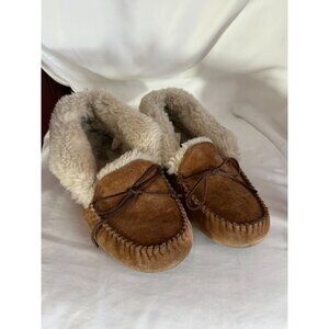 UGG Sz 10 Alena Moccasin Slippers 1004806 Shearling Chestnut Suede Bootie Shoe